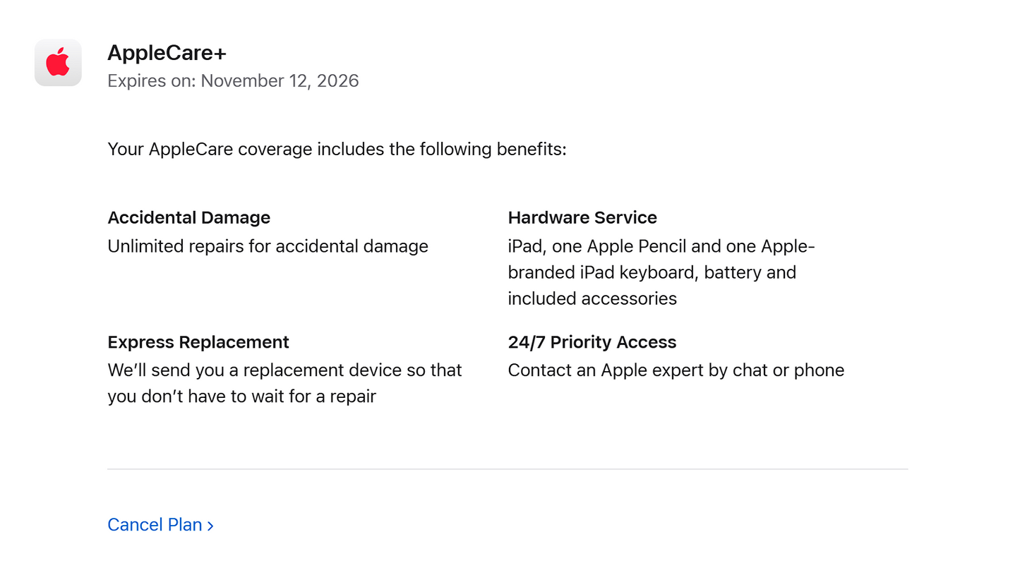 iPad Pro 11‑inch (2024) Nano‑Texture – M4 10‑Core CPU/GPU • Cellular 5G – 16GB RAM 1TB SSD • AppleCare+ 11/26