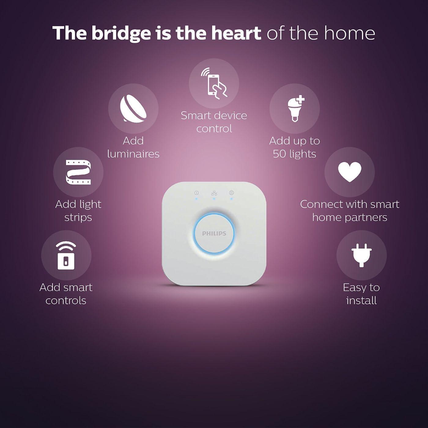 NEW Philips Hue Starter Kit: (3) E26 LED Smart Bulbs (75W) + Smart Button - Adjustable Color and Brightness, Voice Control, Easy Setup