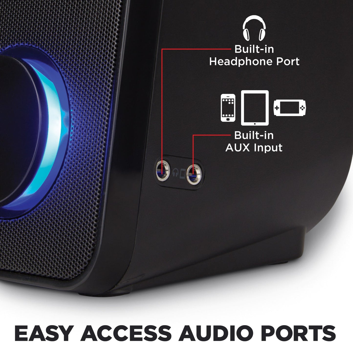 GOgroove SonaVERSE UB2 USB‑Powered 2‑Way Speakers (Blackout)