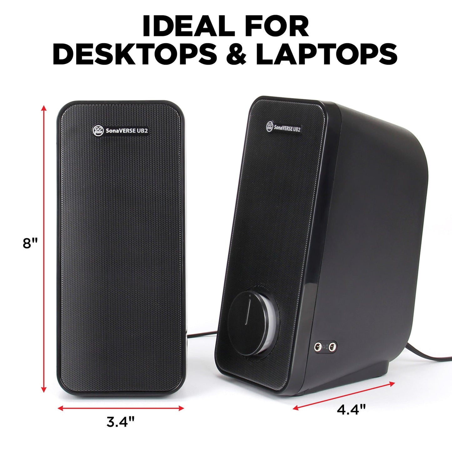 GOgroove SonaVERSE UB2 USB‑Powered 2‑Way Speakers (Blackout)