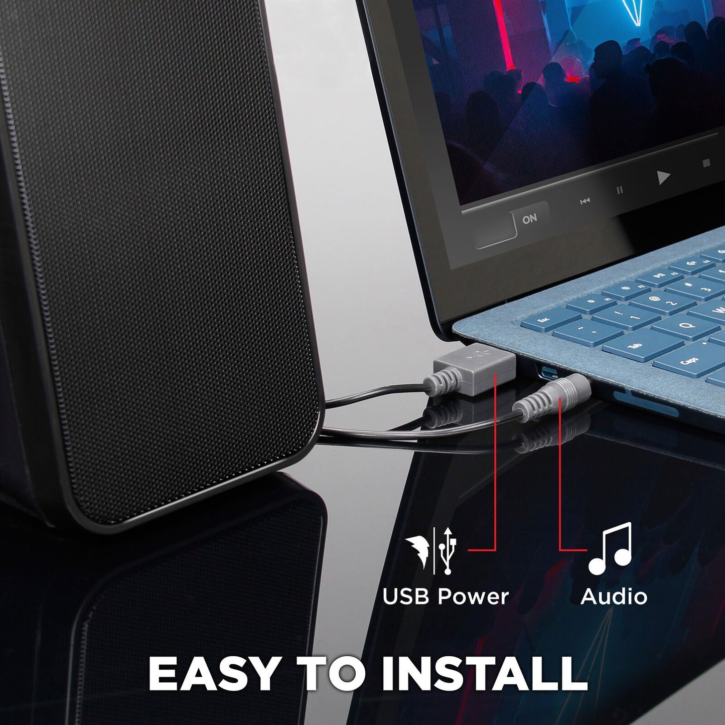 GOgroove SonaVERSE UB2 USB‑Powered 2‑Way Speakers (Blackout)
