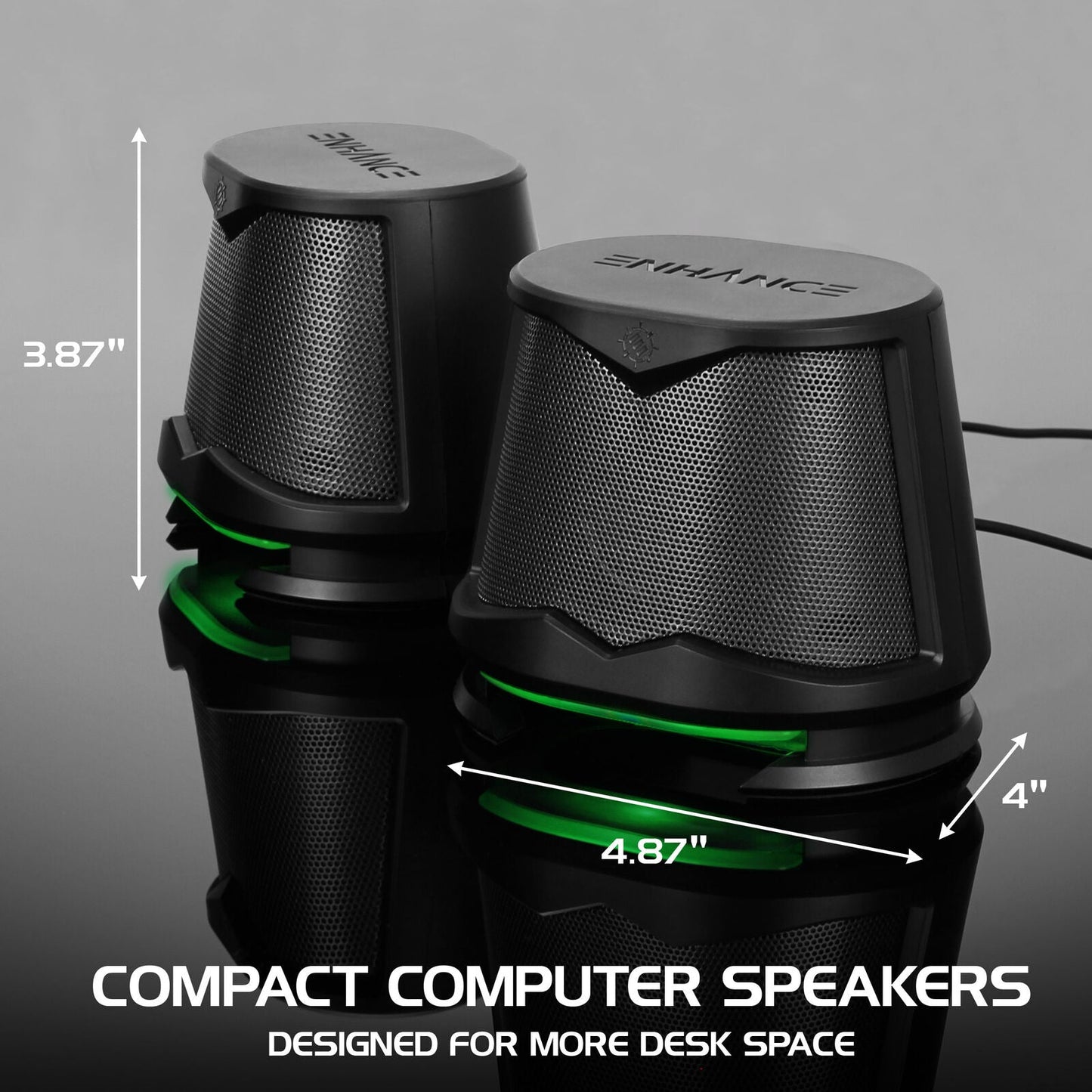 Enhance SB2 USB Powered LED Speakers – Green LED / 10 W Peak