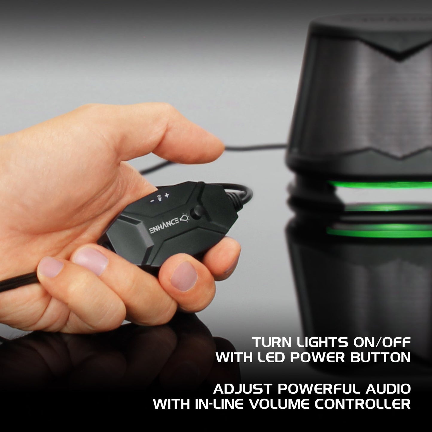 Enhance SB2 USB Powered LED Speakers – Green LED / 10 W Peak