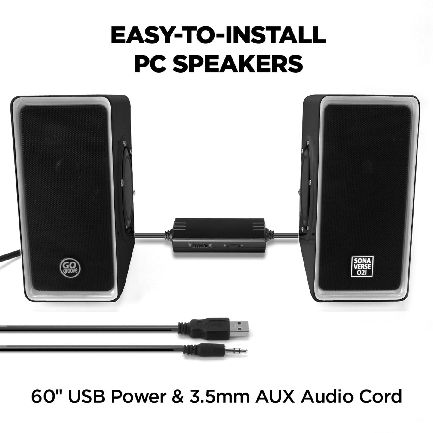 GOgroove SonaVERSE O2i USB‑Powered LED Speaker Driver 2.0 – 14 W Peak