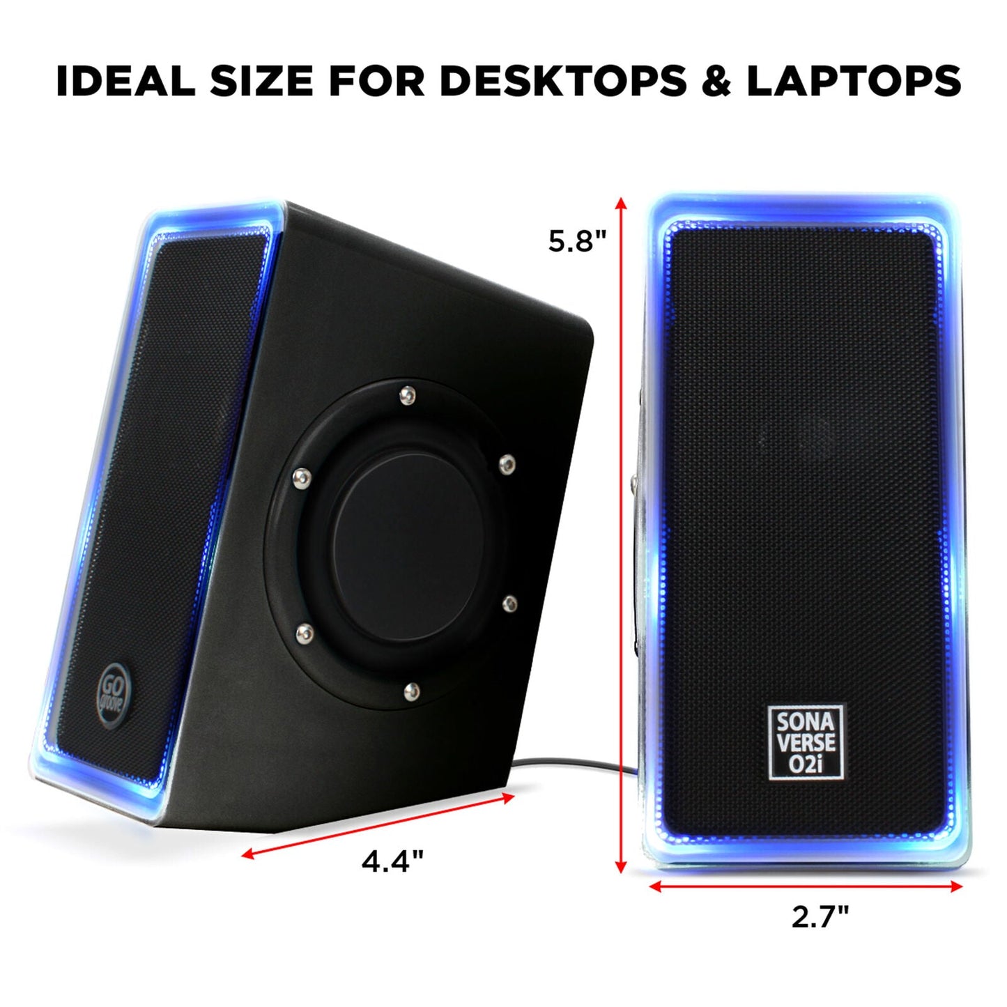 GOgroove SonaVERSE O2i USB‑Powered LED Speaker Driver 2.0 – 14 W Peak