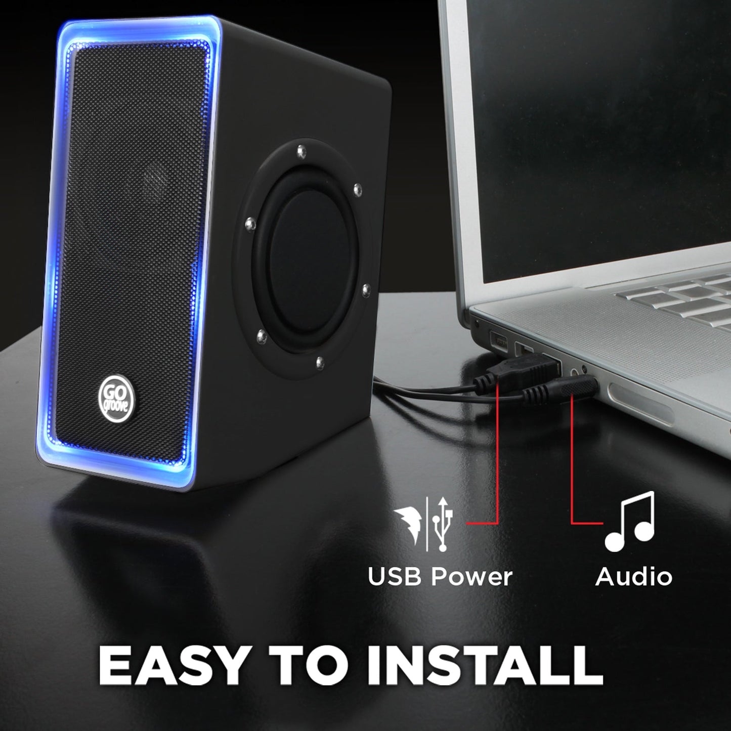 GOgroove SonaVERSE O2i USB‑Powered LED Speaker Driver 2.0 – 14 W Peak