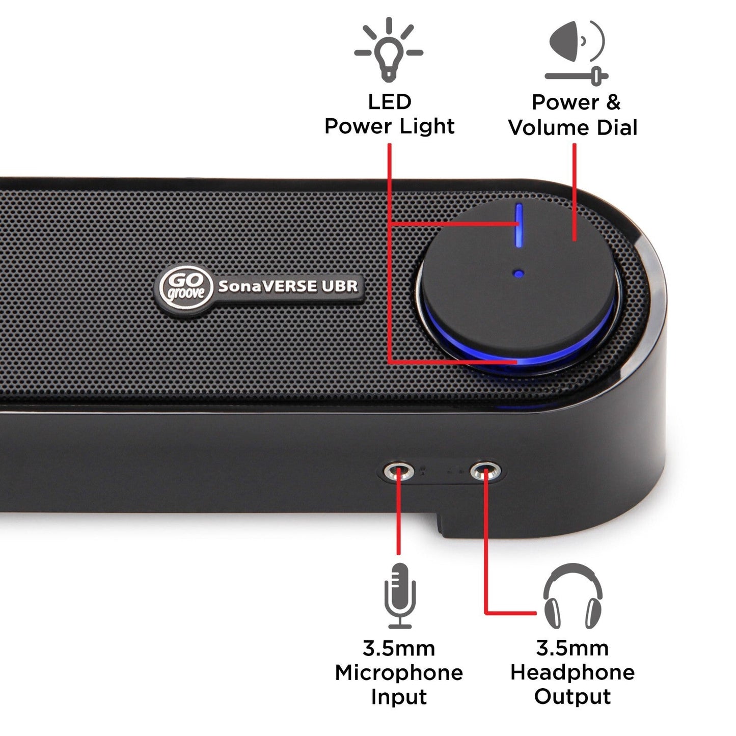 GOgroove SonaVERSE UBR Sound Bar USB‑Powered 6 W RMS / 12 W Peak