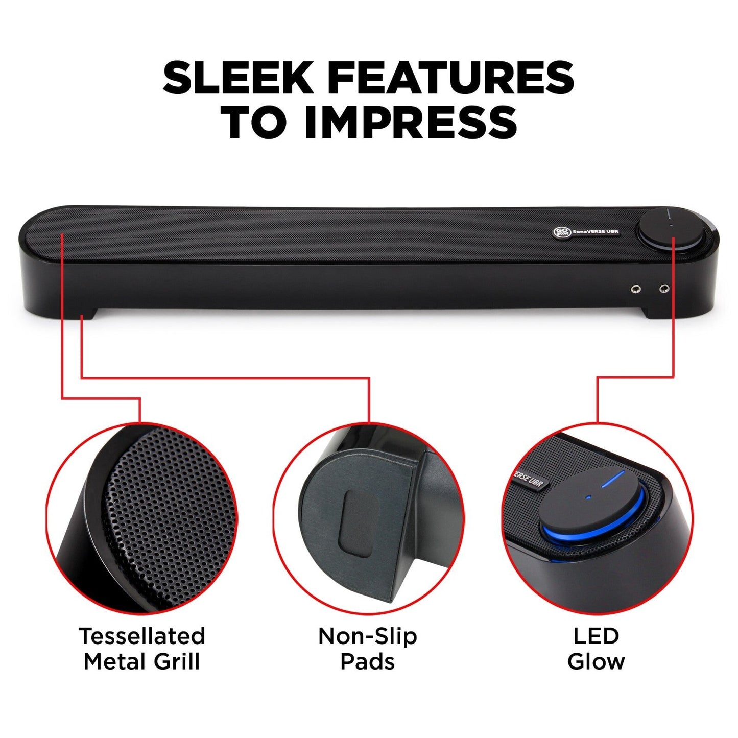 GOgroove SonaVERSE UBR Sound Bar USB‑Powered 6 W RMS / 12 W Peak