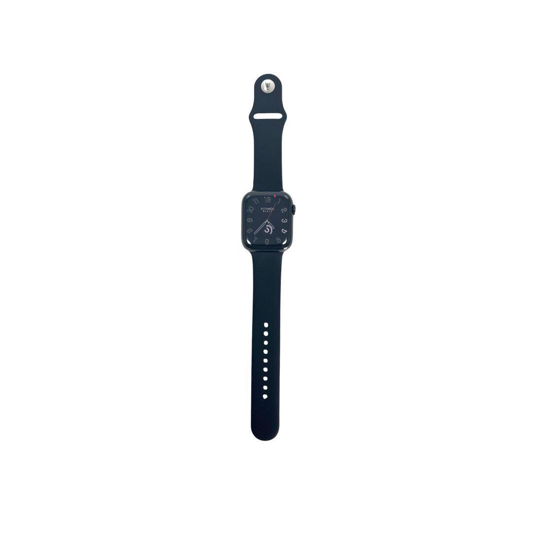 Hermes Apple Watch Series 7 GPS/ Cellular 41 mm - Space Black Stainless Steel Case - Black Silicone Watch Band