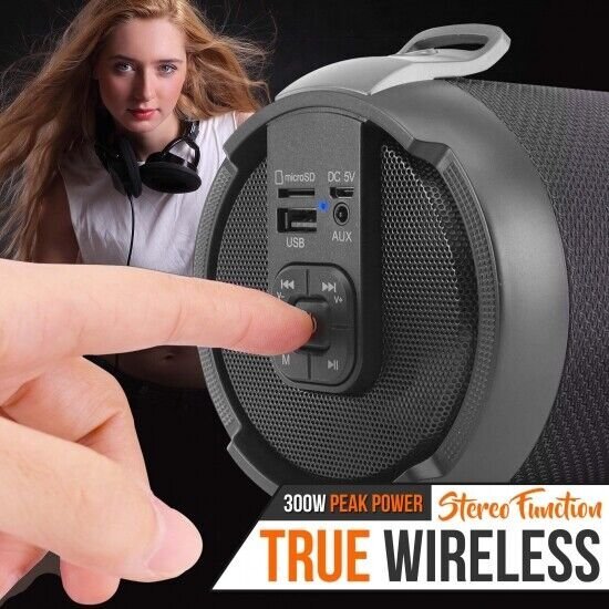 Pyle PBMSPG2BK Portable Bluetooth Boom Box No Storage New