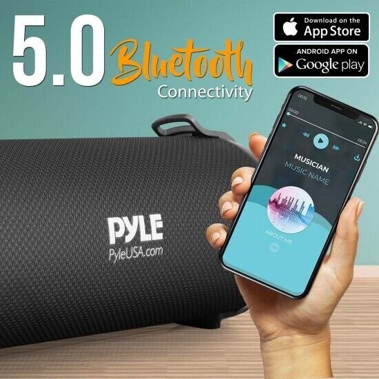 Pyle PBMSPG2BK Portable Bluetooth Boom Box No Storage New