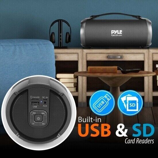 Pyle PBMSPG2BK Portable Bluetooth Boom Box No Storage New