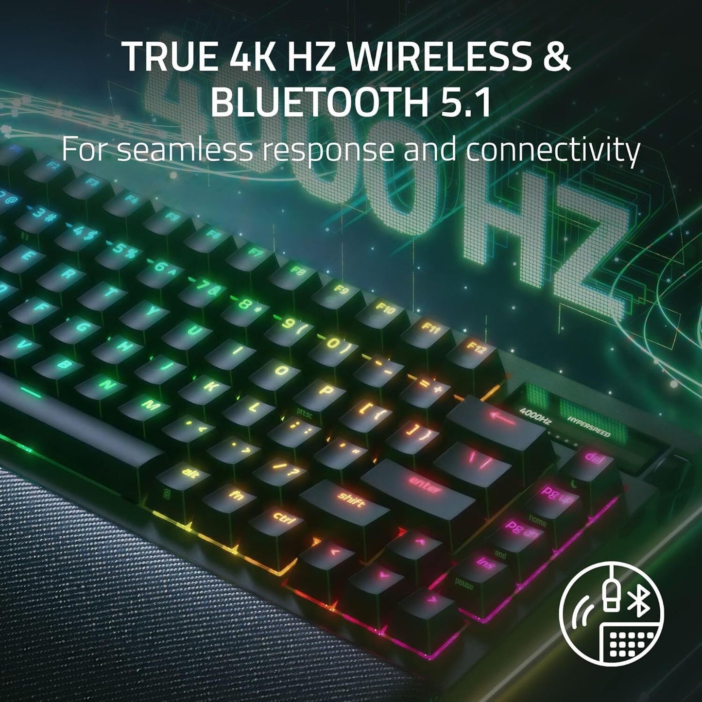Razer BlackWidow V3 Pro Wireless Gaming Keyboard – Mechanical RGB – Black – Certified Refurbished