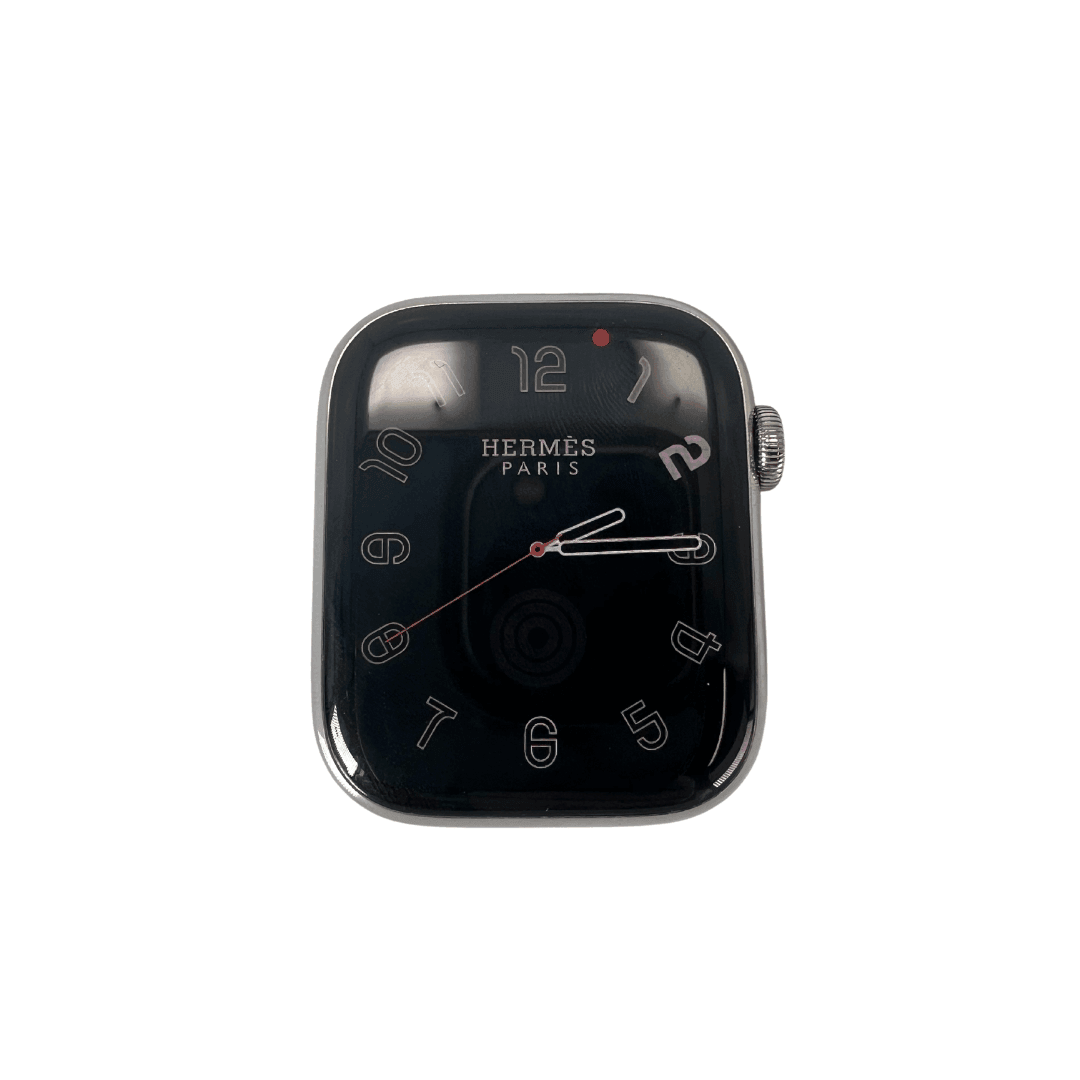 Hermes Apple Watch Series 7 GPS/ Cellular 45 mm - Stainless Steel - Black Silicone Watch Band