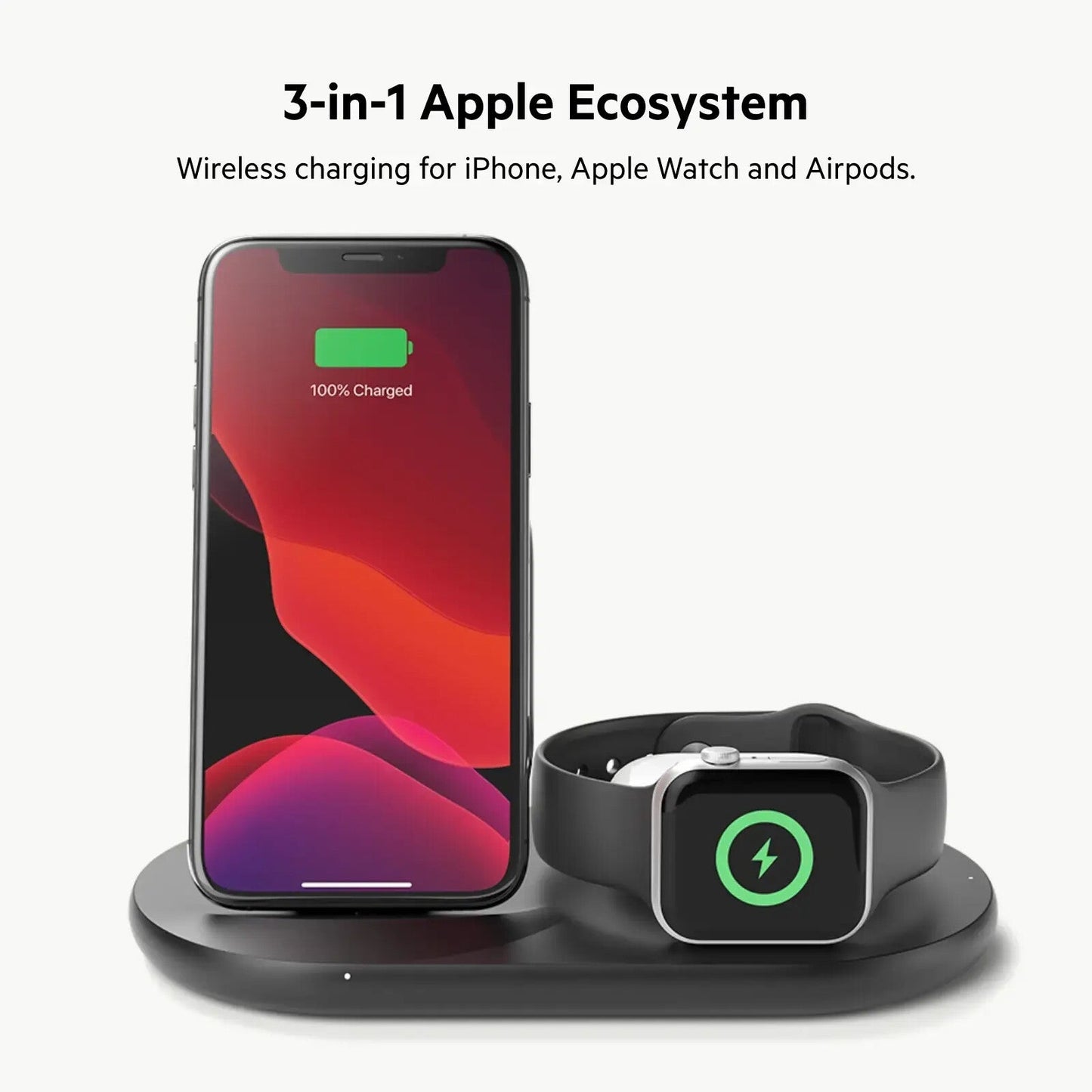 Belkin 3-in-1 Wireless Charger | Fast Charging Stand | For Apple iPhone, Watch, and AirPods