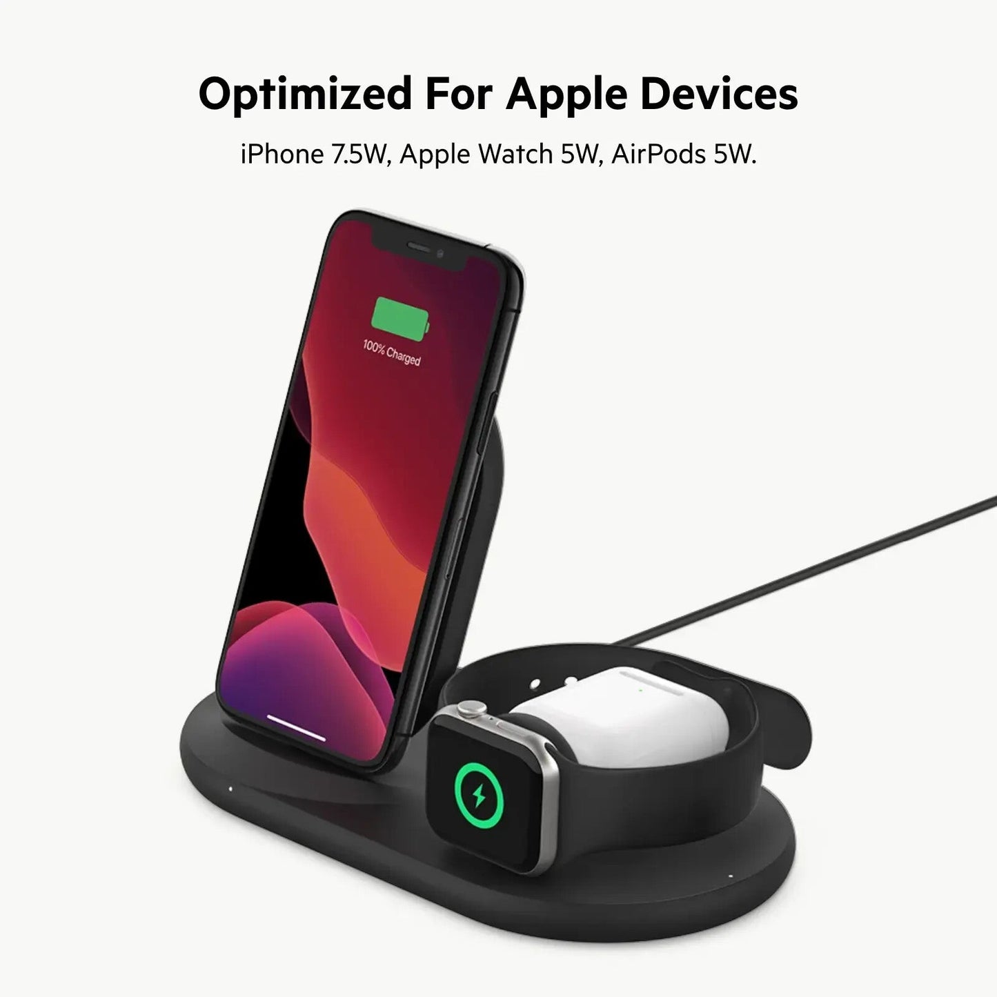 Belkin 3-in-1 Wireless Charger | Fast Charging Stand | For Apple iPhone, Watch, and AirPods