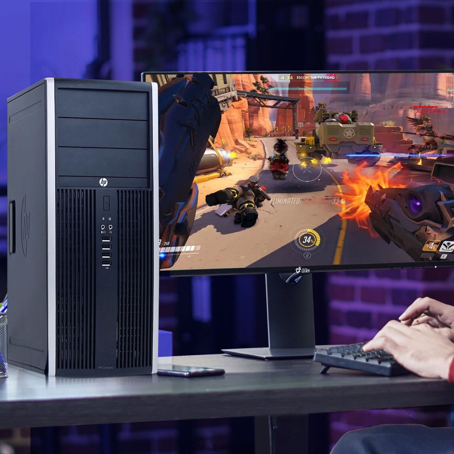 HP Tower Compaq Business Gaming Desktop Intel 3.20GHz 256GB SSD + 500GB HDD