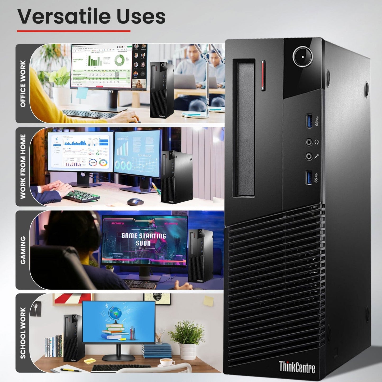 Gaming Lenovo ThinkCentre Business Desktop Intel 3.20GHz 16GB RAM 1TB HDD Windows 11 Pro