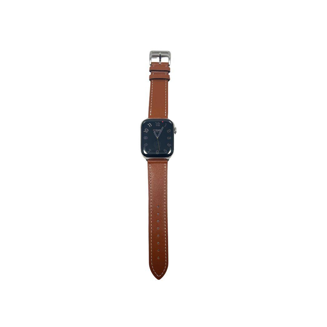 Hermes Apple Watch Series 7 GPS/ Cellular 45 mm - Stainless Steel - Brown Faux Leather Watch Band