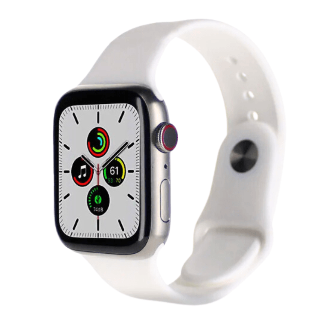 Apple Watch Series 7 (2021) GPS/Cellular A2477 - 45mm Titanium Case -Silicone White Sport band