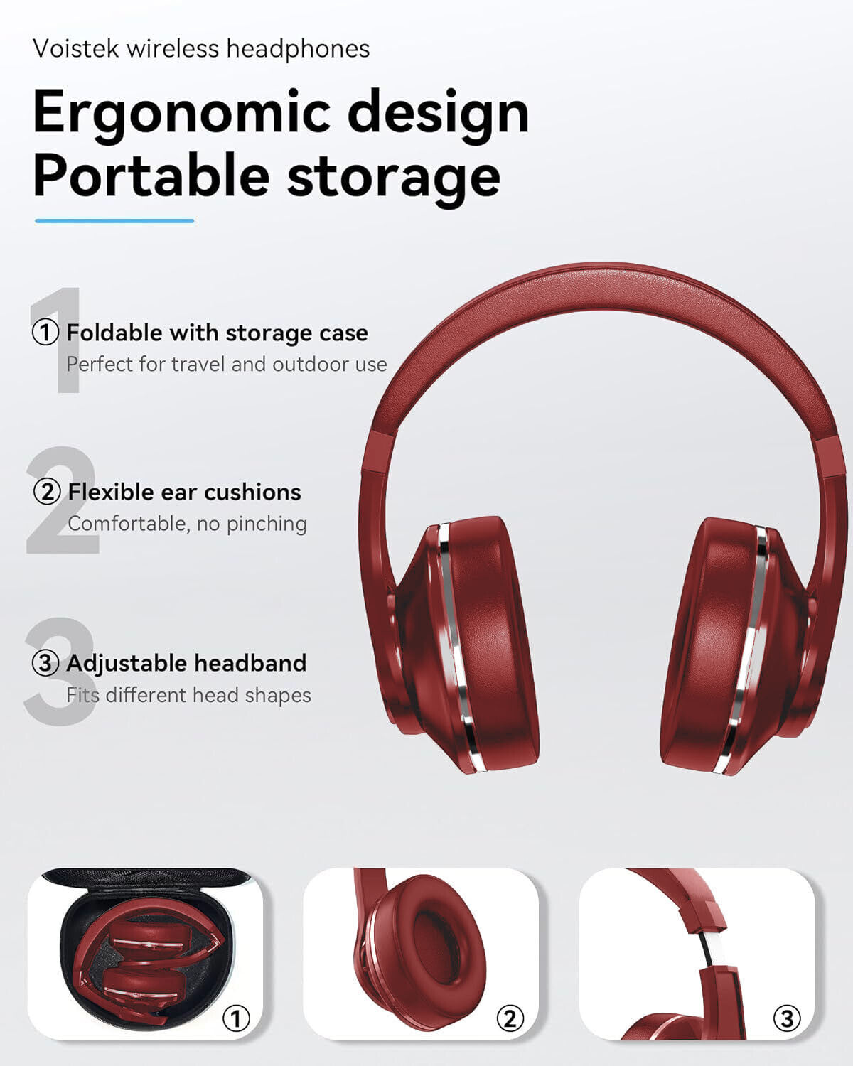 Voistek TH20S Bluetooth 5.3 & 3.5 mm Jack Over‑Ear Ear‑Cup