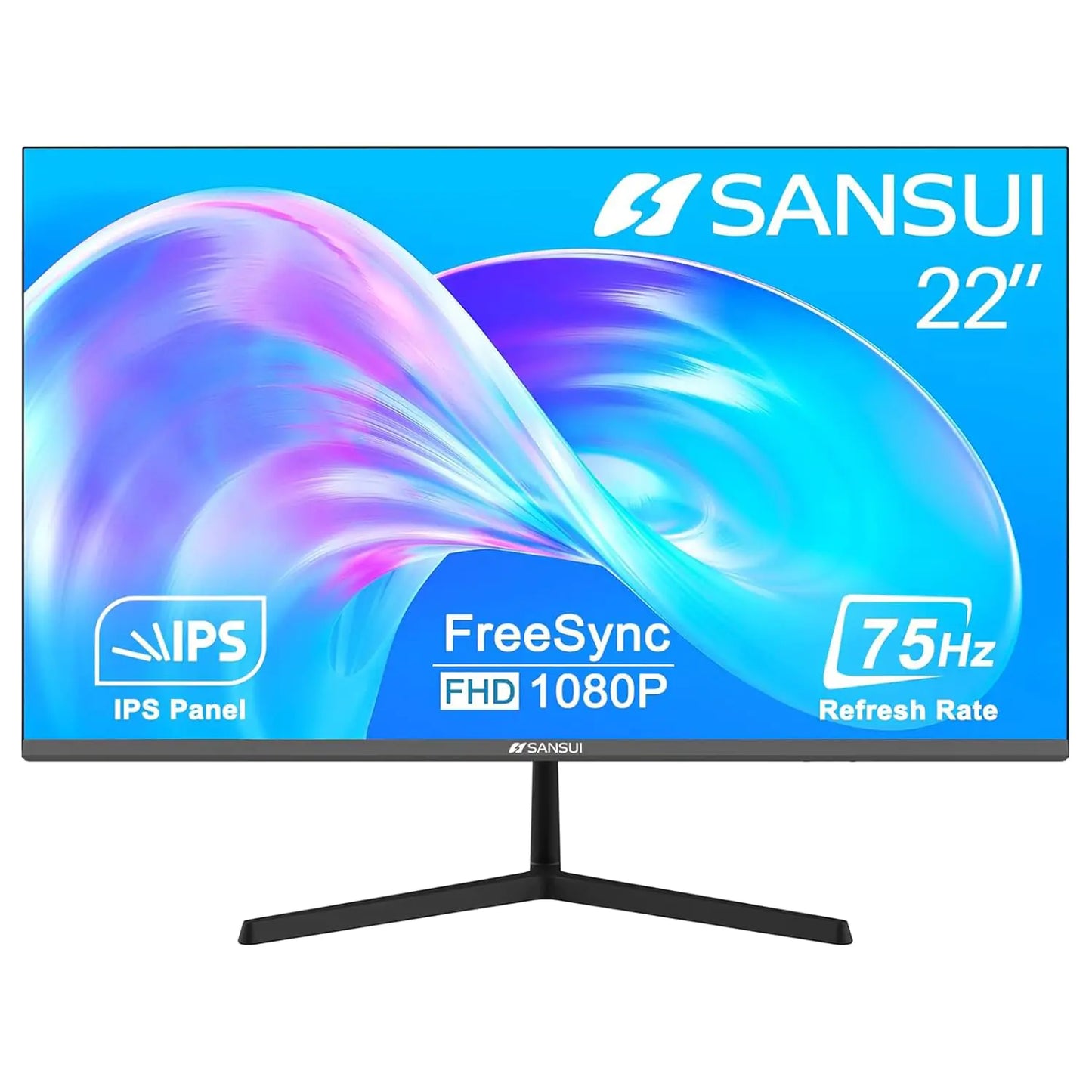 SANSUI Computer Monitor 22 inch Monitor IPS FHD 1080P PC Monitor 75Hz Monitors with HDMIVGA Ports Eye Care Desktop Monitor Ultra-Thin Tilt Adjustable VESA Mount (ES-22X3 HDMI Cable Included)