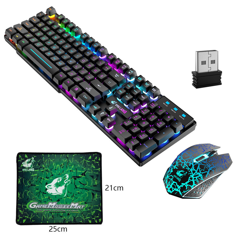 T6 Gaming Keyboard & Mouse Set Rainbow Backlight Platinum