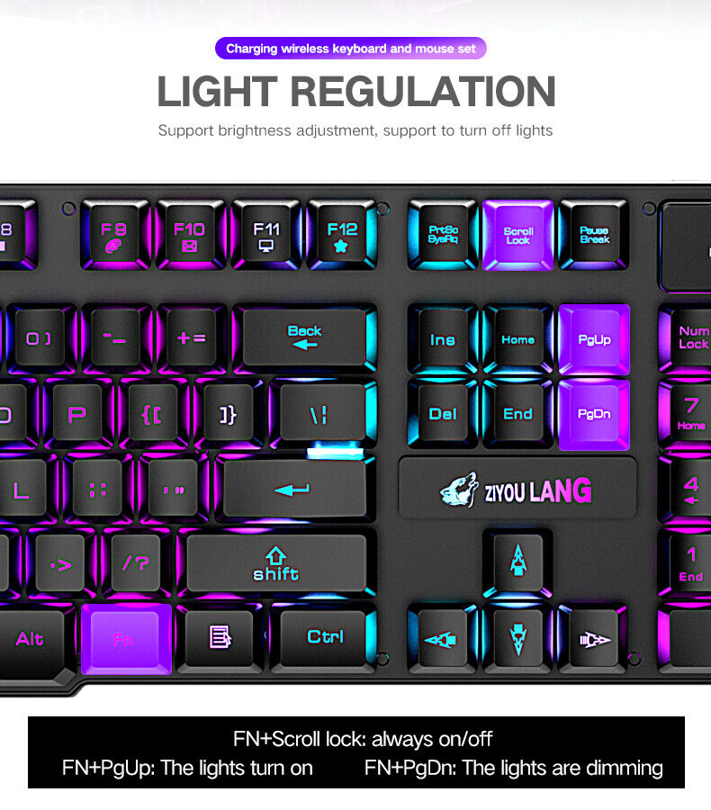 T6 Gaming Keyboard & Mouse Set Rainbow Backlight Platinum