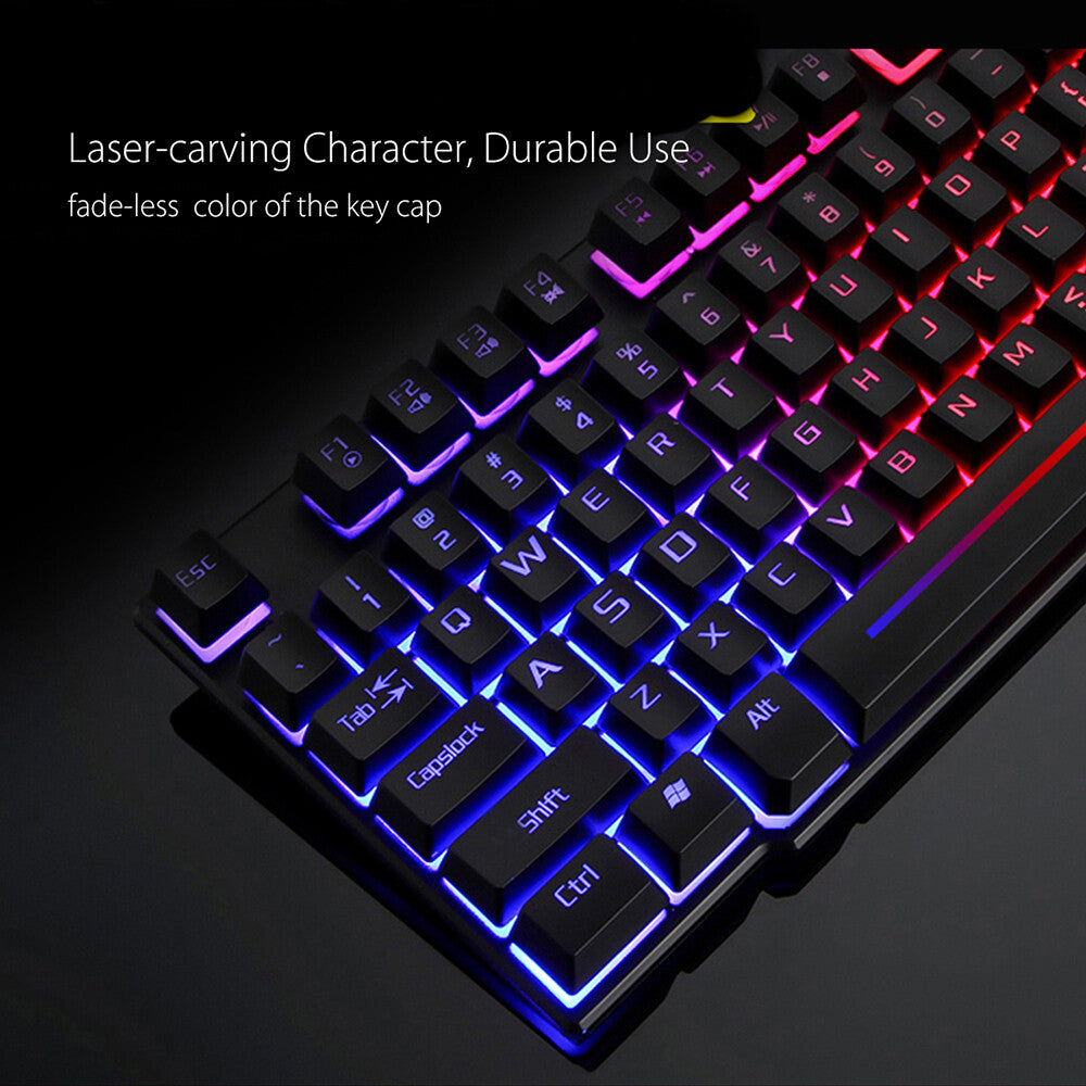 T6 Gaming Keyboard & Mouse Set Rainbow Backlight Platinum