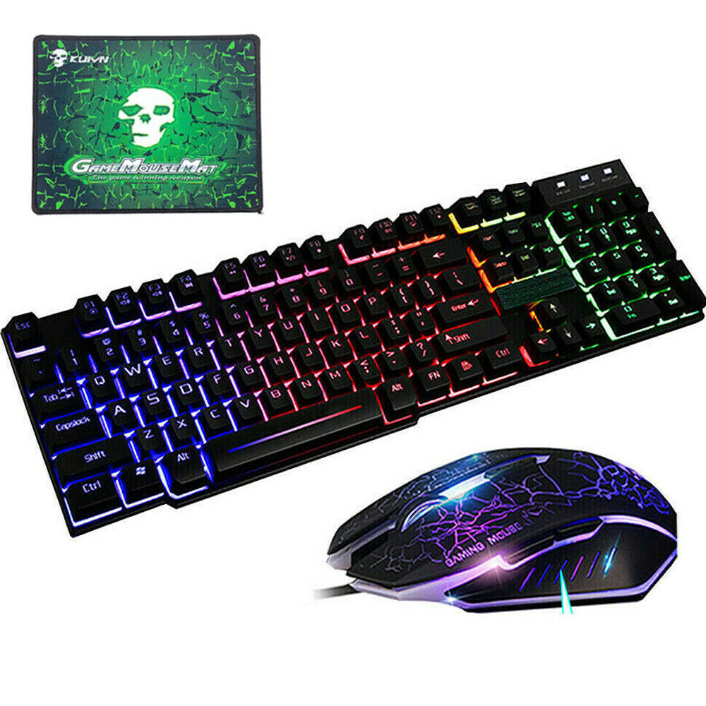 T6 Gaming Keyboard & Mouse Set Rainbow Backlight Platinum