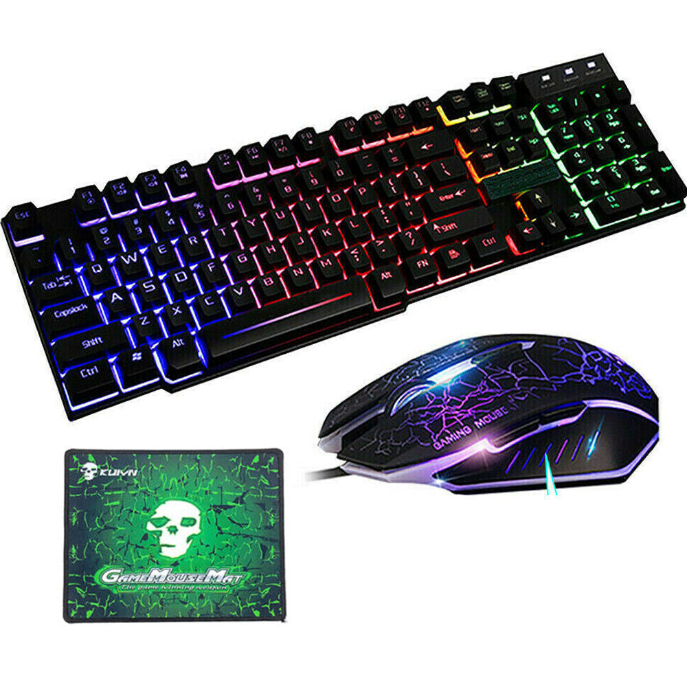 T6 Gaming Keyboard & Mouse Set Rainbow Backlight Platinum