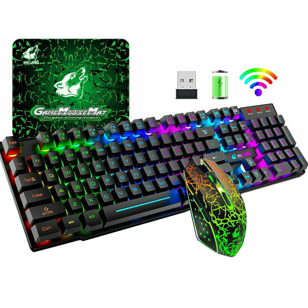 T6 Gaming Keyboard & Mouse Set Rainbow Backlight Platinum