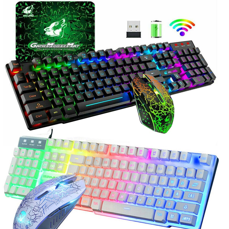 T6 Gaming Keyboard & Mouse Set Rainbow Backlight Platinum