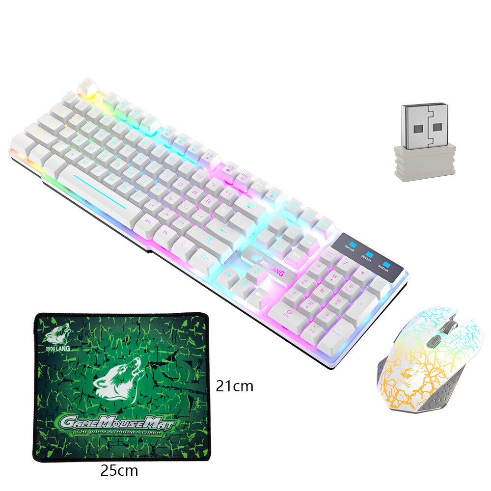 T6 Gaming Keyboard & Mouse Set Rainbow Backlight Platinum