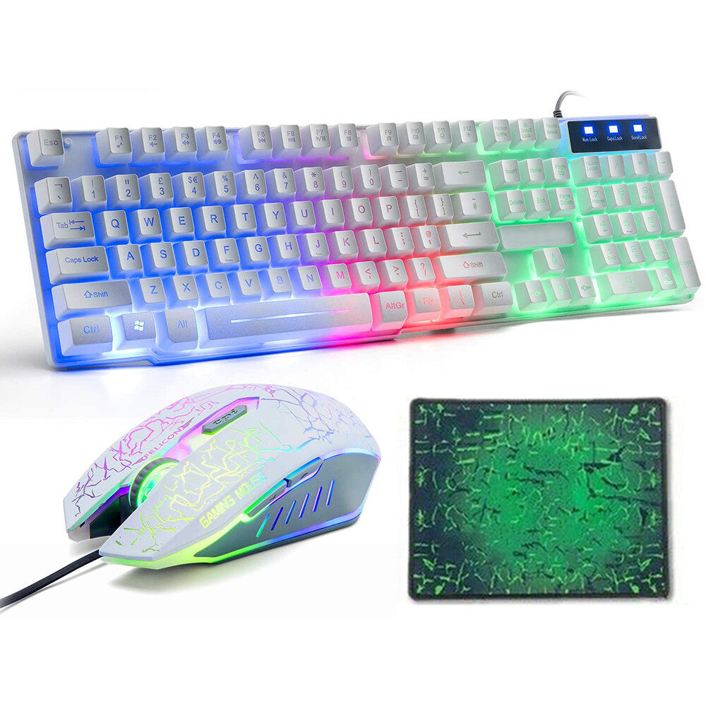 T6 Gaming Keyboard & Mouse Set Rainbow Backlight Platinum