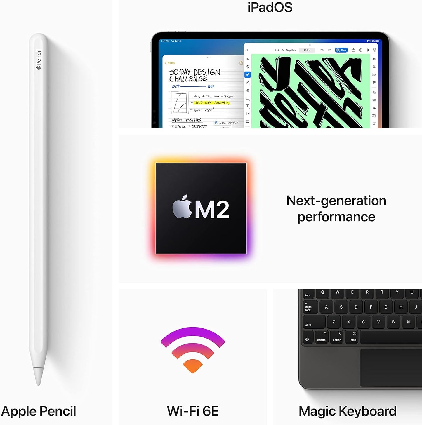 New in Box Apple iPad Pro 12.9-inch (6th Generation) M2 chip 512GB Wi-Fi 6E Silver AppleCare+ until 4/25
