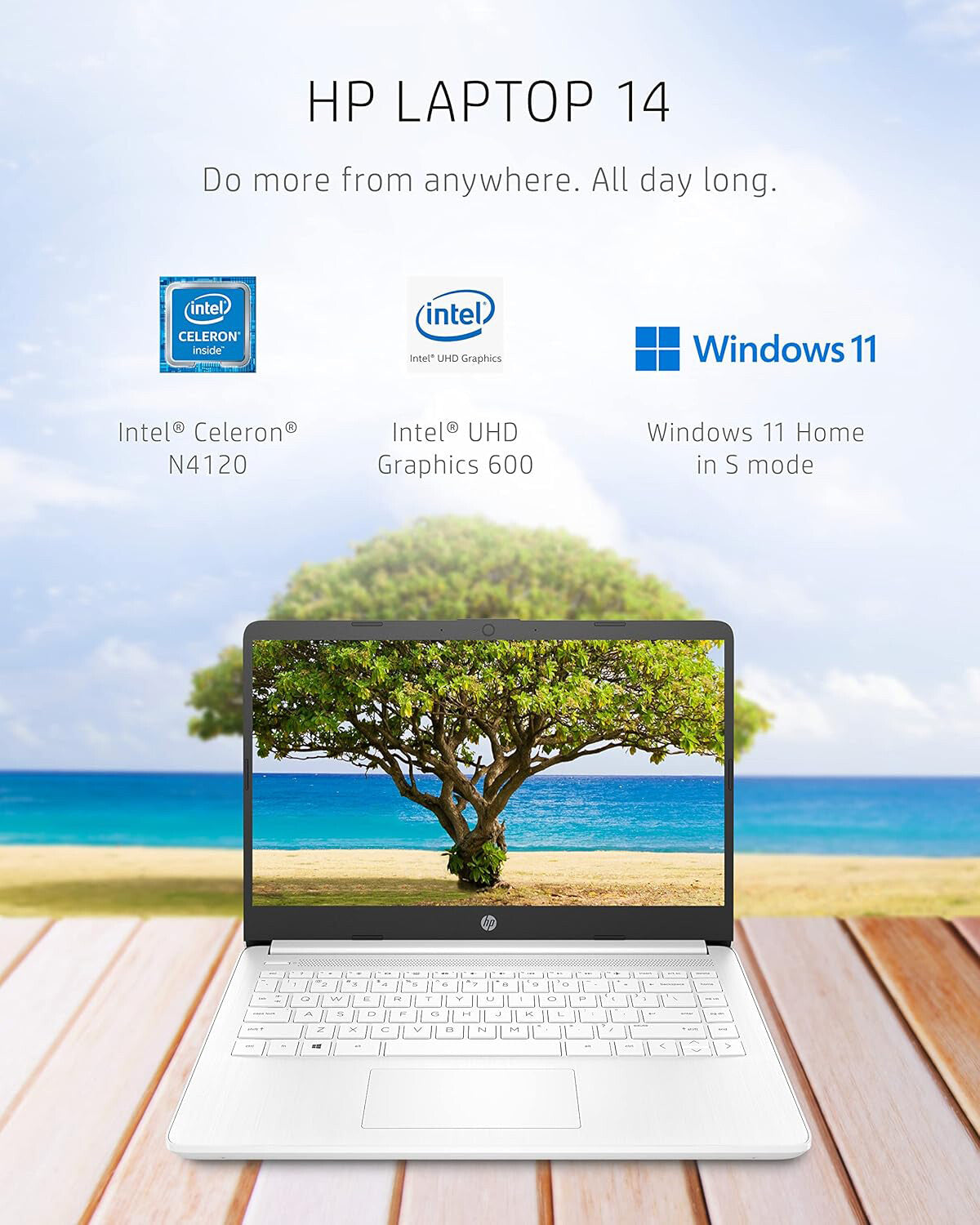 HP 14" 14DQ0052DX Intel Celeron N4120 White 4 GB/64 GB Windows 11