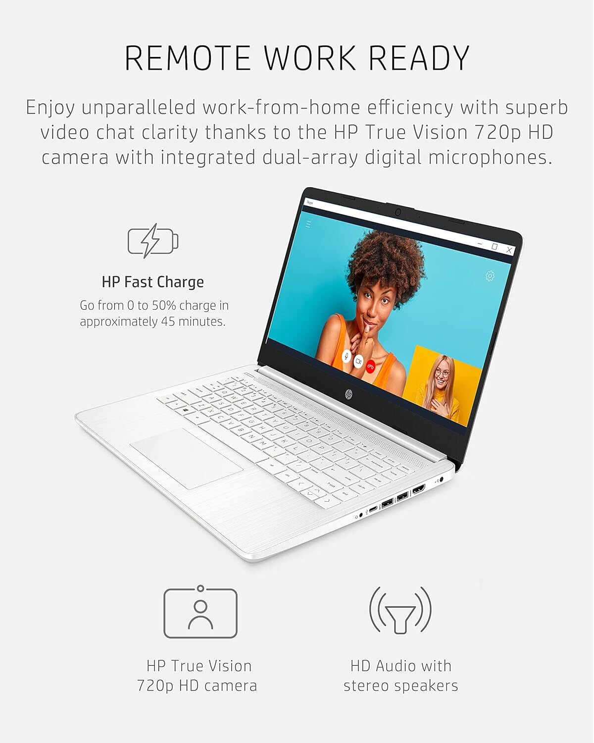 HP 14" 14DQ0052DX Intel Celeron N4120 White 4 GB/64 GB Windows 11