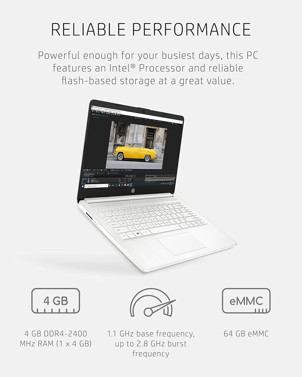 HP 14" 14DQ0052DX Intel Celeron N4120 White 4 GB/64 GB Windows 11