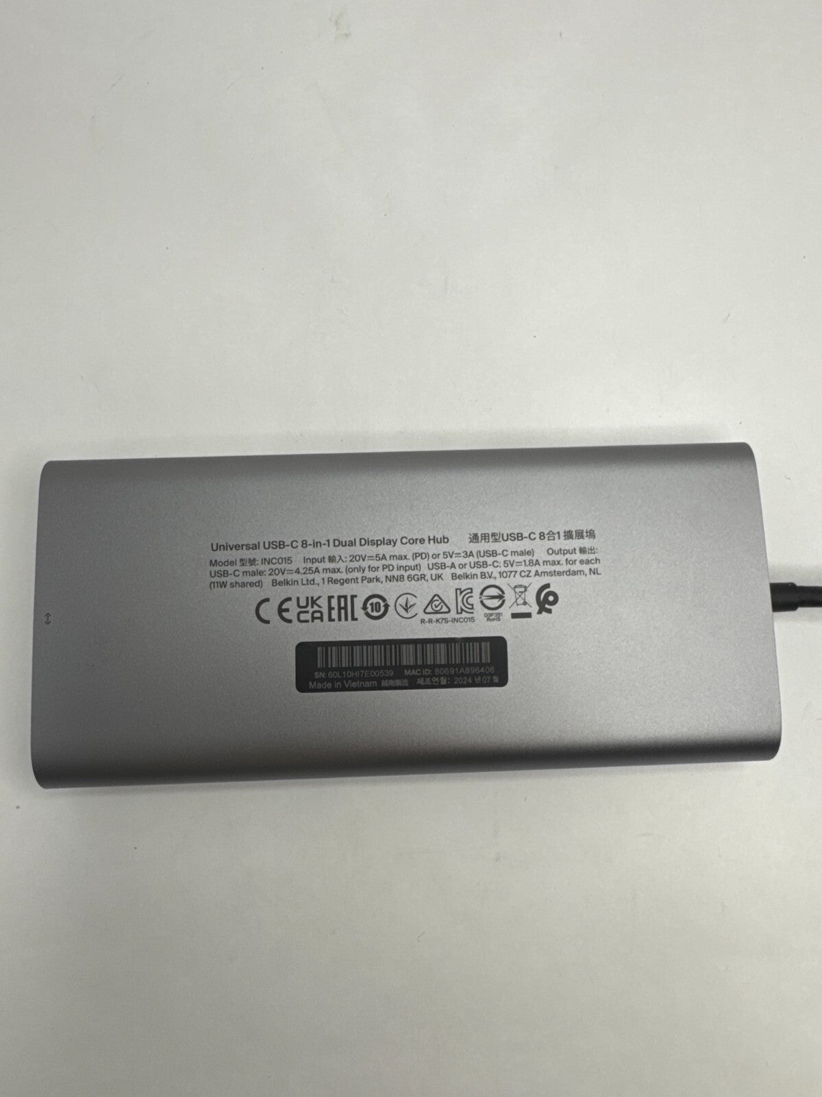 Belkin Connect USB-C 8-in-1 Hub – Dual HDMI Display, 100W PD, Ethernet, SD, USB for MacBook & USB-C Laptops