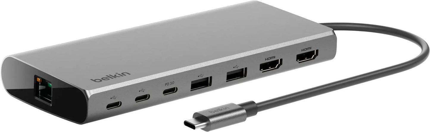 Belkin Connect USB-C 8-in-1 Hub – Dual HDMI Display, 100W PD, Ethernet, SD, USB for MacBook & USB-C Laptops
