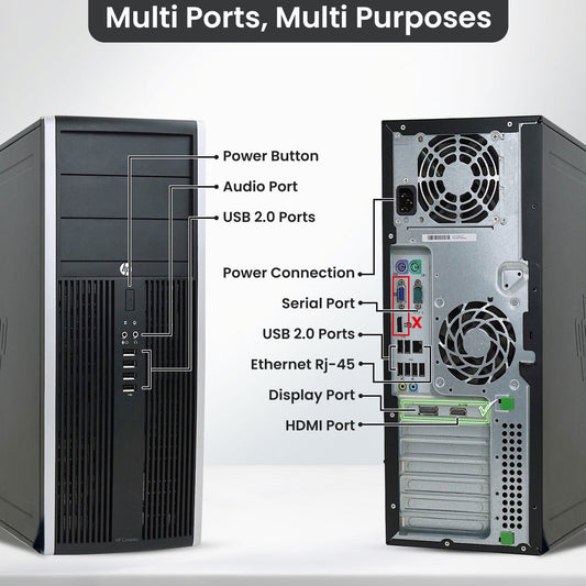 HP Tower Compaq Business Gaming Desktop Intel 3.20GHz 256GB SSD + 500GB HDD
