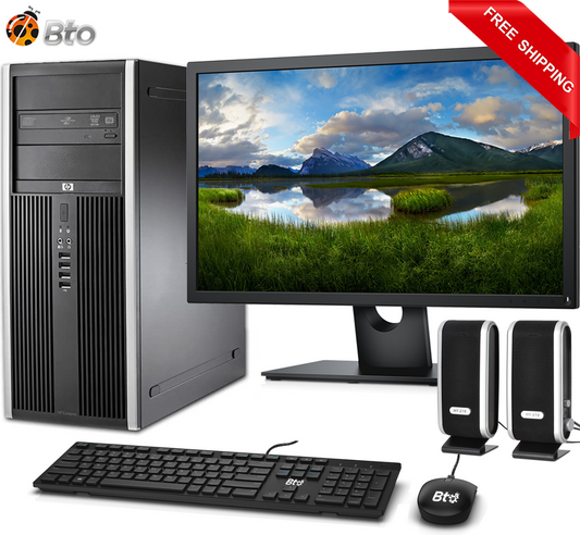 HP Tower Desktop Business PC Intel 3.10GHz 500GB HDD with 19" LED Wifi Speakers Windows 11